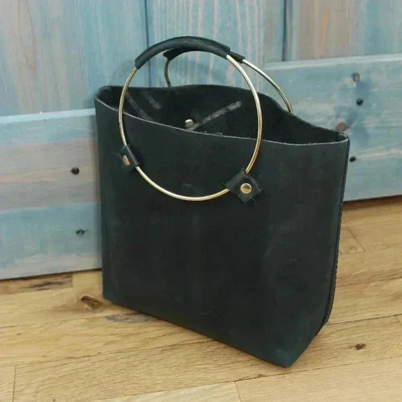 Black Tribe Alive Nubuck Leather Minimalist Chic Simple Purse Mini Bag Handbag - Picture 4 of 10